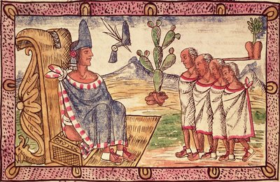 Montezuma II (1466-1520) and his envoys to the Spanish conquerors, 1579 by Diego Duran